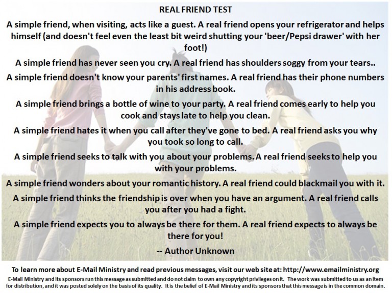Real Friend Test EMail Ministry