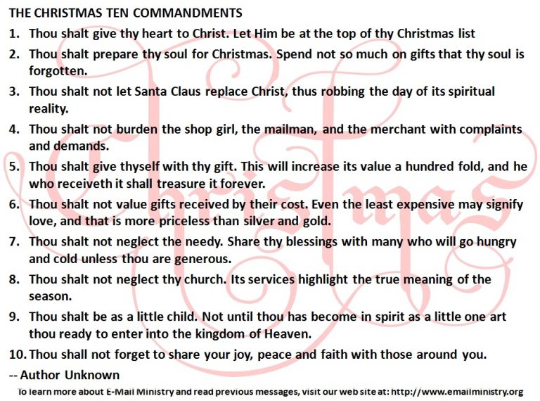 The Christmas Ten Commandments – E-Mail Ministry – E-Mail Ministry