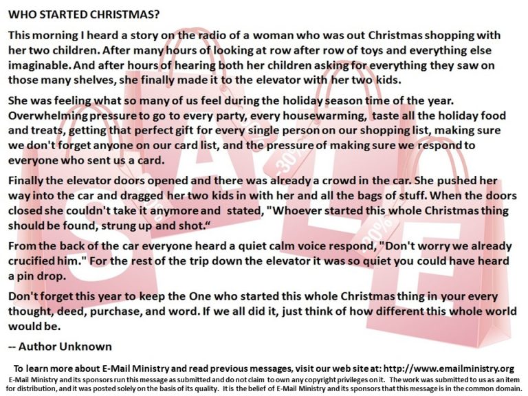 Who Started Christmas? EMail Ministry EMail Ministry